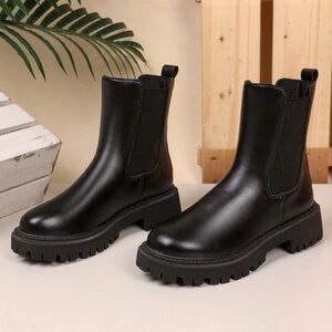 SHEIN Glossy Black Moto Boots